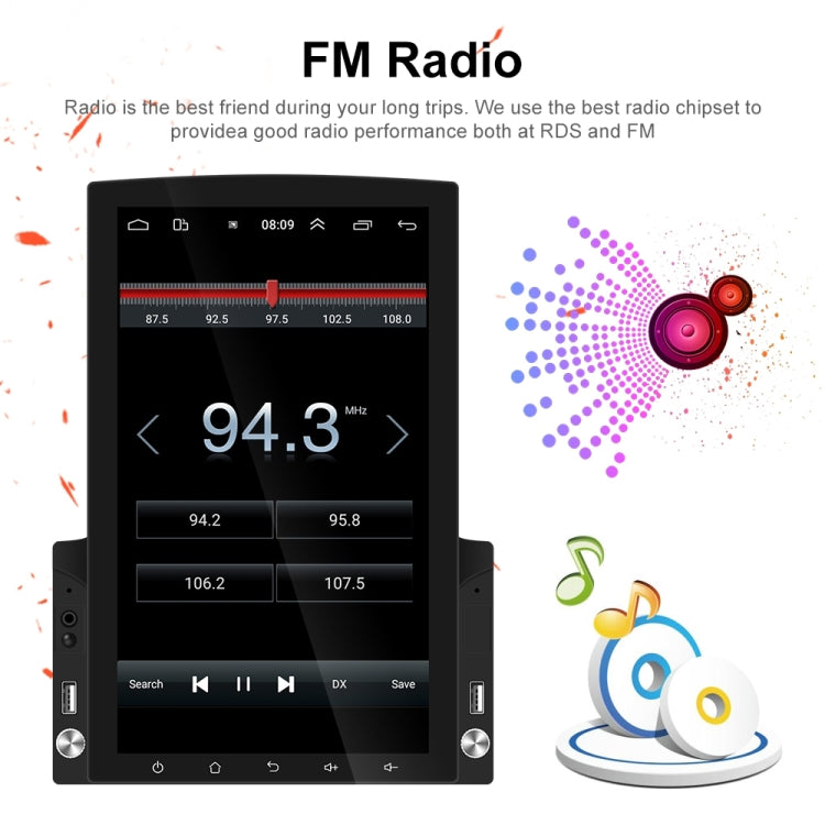 9.7 inch Vertical Screen HD 2.5D Glass Car MP5 Player Android Navigation All-in-one Machine, Specification:Standard+4 Lights Camera - Car MP3 & MP4 & MP5 by PMC TechLife | Online Shopping South Africa | PMC TechLife | Buy Now Pay Later Mobicred