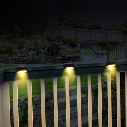 4 PCS Solar Railing Light Staircase Light Outdoor Waterproof LED Step Light Garden Decoration Landscape Light, Warm White Light(Brown) - Street Lights by PMC Jewellery | Online Shopping South Africa | PMC Jewellery