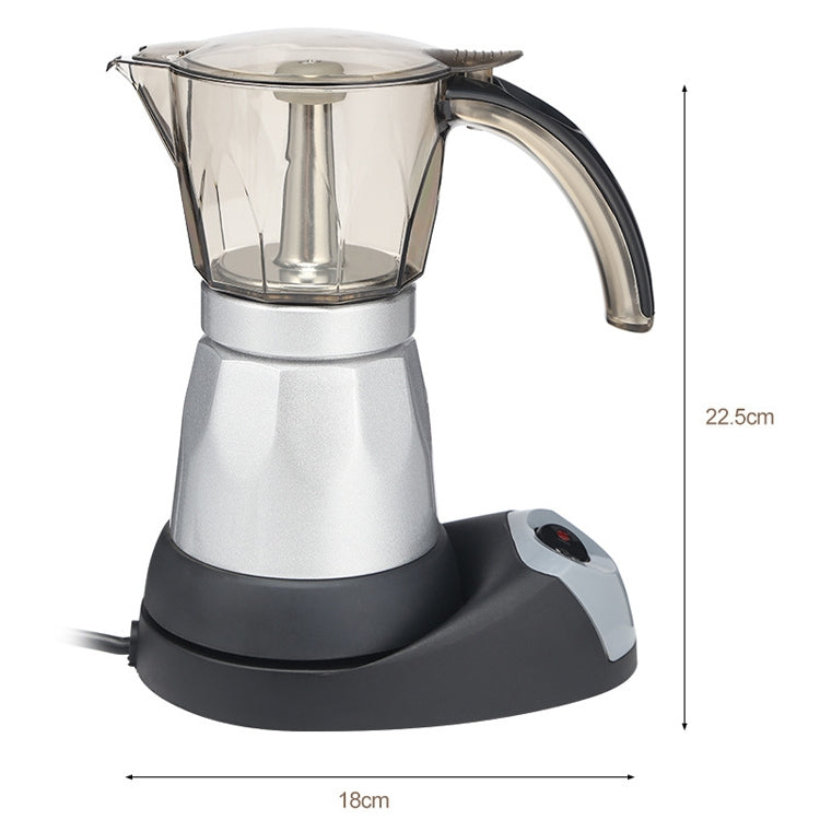 3 to 6 Cup Aluminium Alloy Electric Moka Coffee Pot Percolator EU Plug - Coffee Tools by PMC Jewellery | Online Shopping South Africa | PMC Jewellery