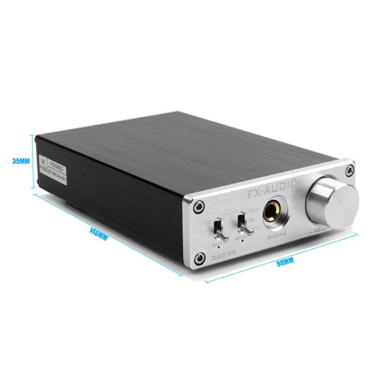 FX-AUDIO DAC-X6 Fever HiFi Fiber Coaxial USB Amp Digital Audio DAC Decoder 24BIT/192(Black) -  by PMC Jewellery | Online Shopping South Africa | PMC Jewellery | Buy Now Pay Later Mobicred