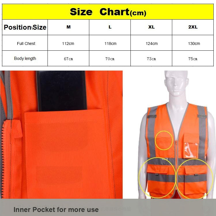 Multi-pockets Safety Vest Reflective Workwear Clothing, Size:L-Chest 118cm(Orange) - Reflective Safety Clothing by PMC Jewellery | Online Shopping South Africa | PMC Jewellery | Buy Now Pay Later Mobicred