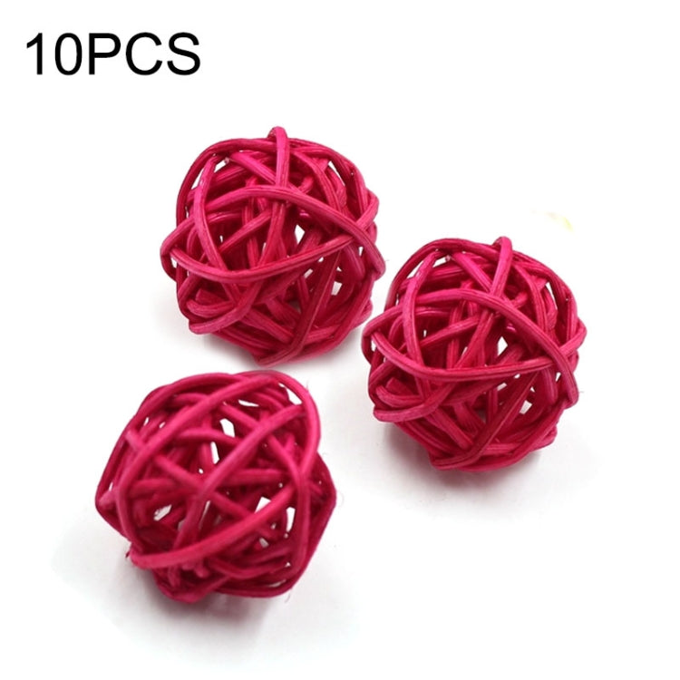 10 PCS Artificial Straw Ball For Birthday Party Wedding Christmas Home Decor(Rose Red) - Ornaments by PMC Jewellery | Online Shopping South Africa | PMC Jewellery