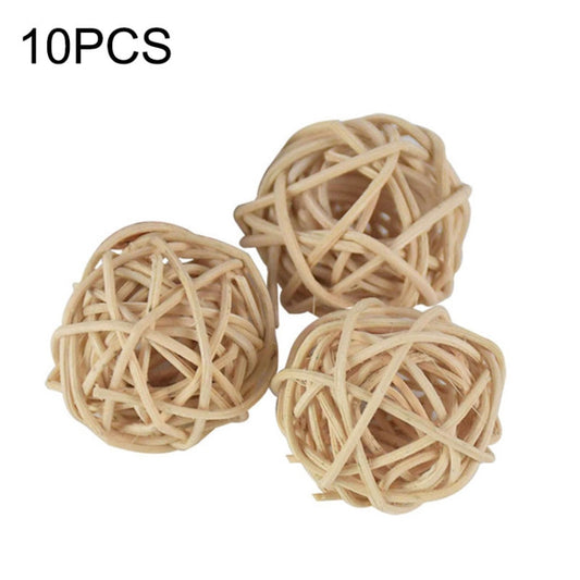 10 PCS Artificial Straw Ball For Birthday Party Wedding Christmas Home Decor(Wood Color) - Ornaments by PMC Jewellery | Online Shopping South Africa | PMC Jewellery