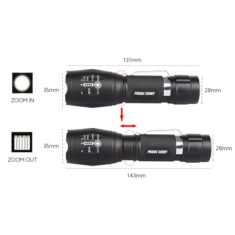 T02 Pen Clip Mini Flashlight T6 Telescopic Zoom Led Flashlight Outdoor Waterproof Long Shot Glare Flashlight - Mini Flashlight by PMC Jewellery | Online Shopping South Africa | PMC Jewellery