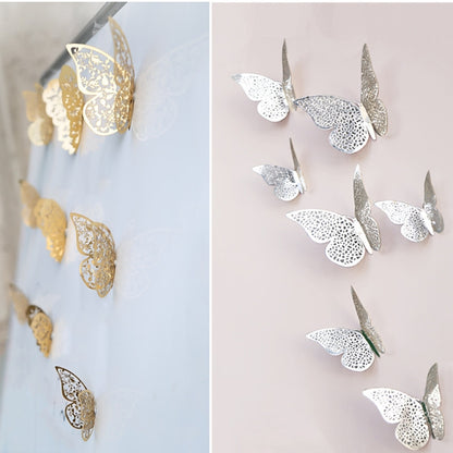 3D Wallpaper Home Decoration Hollow Butterfly Fridge Wall Stickers(Hollow Butterfly A type Silver) - Ornaments by PMC Jewellery | Online Shopping South Africa | PMC Jewellery