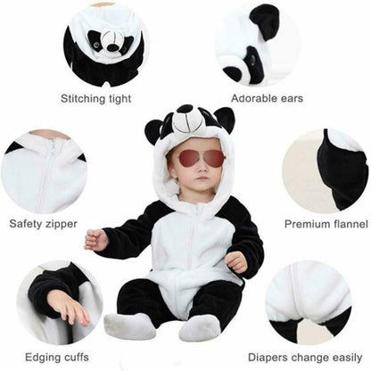 Babies Cartoon Animal Shape Flannel Jumpsuit Romper, Size:90CM(Snow leopard) - Baby Clothing by PMC Jewellery | Online Shopping South Africa | PMC Jewellery | Buy Now Pay Later Mobicred