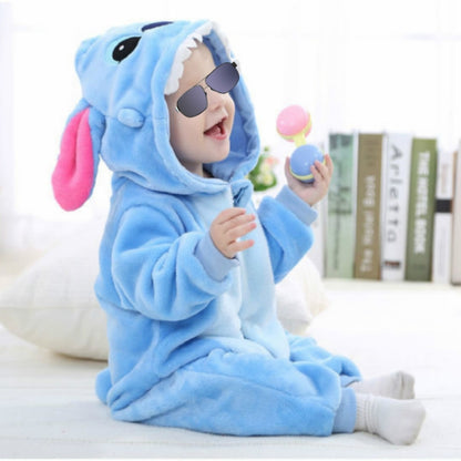 Babies Cartoon Animal Shape Flannel Jumpsuit Romper, Size:100CM(Blue Stitch) - Baby Clothing by PMC Jewellery | Online Shopping South Africa | PMC Jewellery | Buy Now Pay Later Mobicred