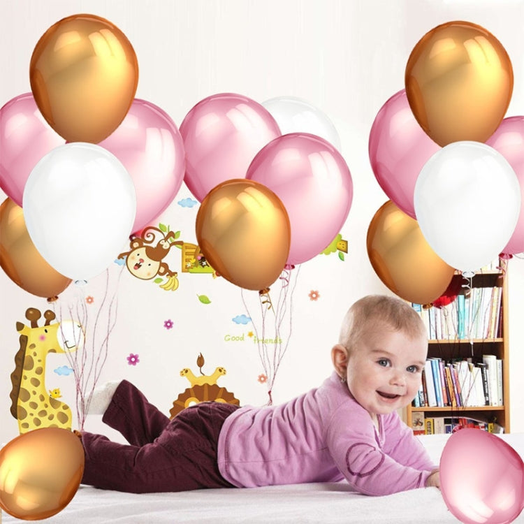 45 PCS 12 Inch Pearl Latex Balloons Birthday Wedding Party Decor with Colored Ribbon(Black + gold) - Balloons by PMC Jewellery | Online Shopping South Africa | PMC Jewellery