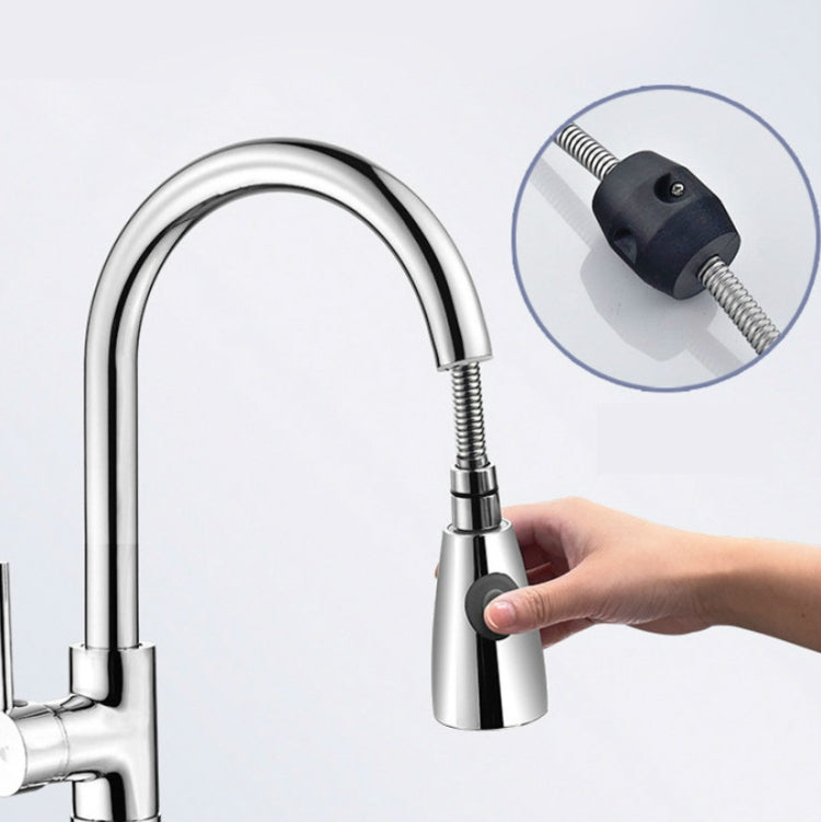 Kitchen Pull-out Faucet Hot And Cold Home 304 Stainless Steel Retractable Rotating Faucet, Style:Plating 304 - Faucets & Accessories by PMC Jewellery | Online Shopping South Africa | PMC Jewellery