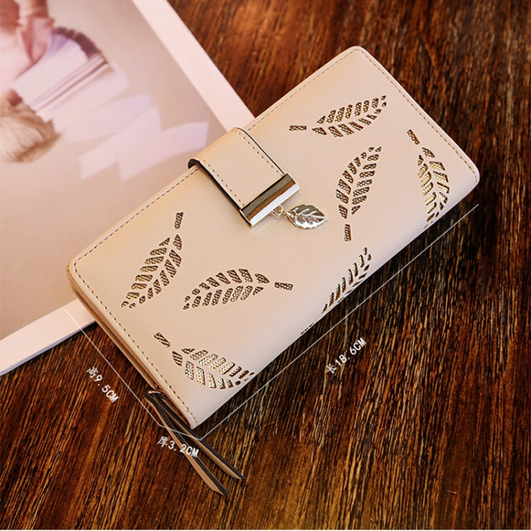Long Gold Hollow Leaves Coin Purse Card Holders Wallet for Women(Apricot) - Wallets by PMC TechLife | Online Shopping South Africa | PMC TechLife | Buy Now Pay Later Mobicred