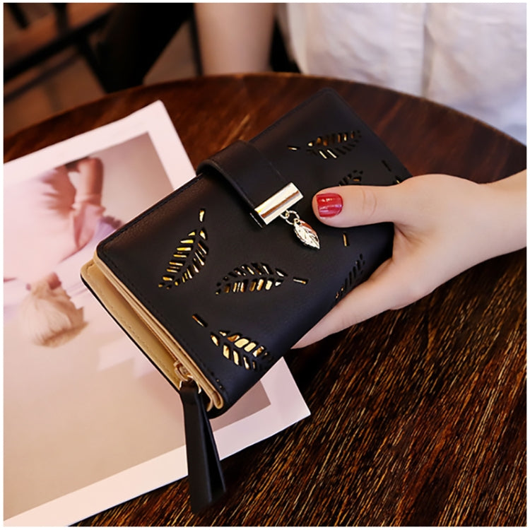 Long Gold Hollow Leaves Coin Purse Card Holders Wallet for Women(Apricot) - Wallets by PMC TechLife | Online Shopping South Africa | PMC TechLife | Buy Now Pay Later Mobicred