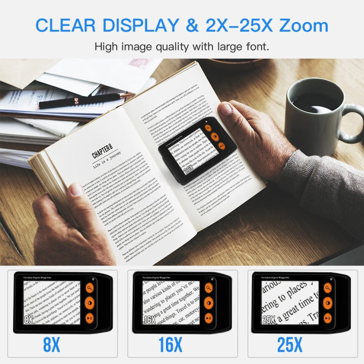 3.5 Inch 2X-25X High-Definition Handheld  Magnifying Glass Electronic Vision Aid(White) - Hand Held Style by PMC TechLife | Online Shopping South Africa | PMC TechLife | Buy Now Pay Later Mobicred