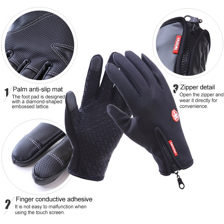 Cycling Gloves Full Finger Neoprene PU Breathable Leather Warm Winter Outdoor Sports Gloves(Pink) - Full Finger Gloves by PMC TechLife | Online Shopping South Africa | PMC TechLife | Buy Now Pay Later Mobicred