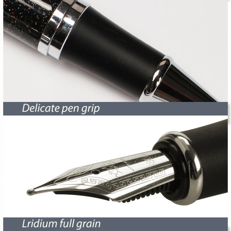 X750 Stationery Stainless Steel Fountain Pen Medium Nib Ink Pens School Oiifice Gift, Nib Size:0.5mm(Fluorescent Black) - Fountain Pens by PMc TechLife | Online Shopping South Africa | PMc TechLife | Buy Now Pay Later Mobicred