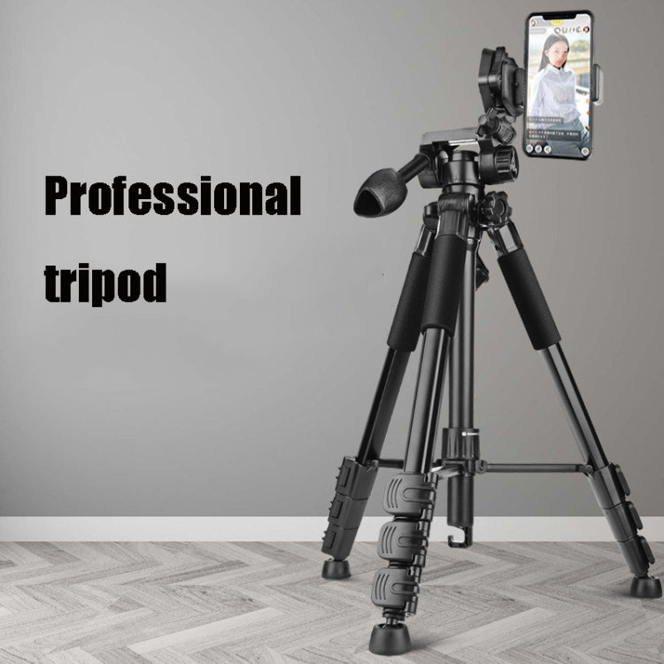 Q111 4-Section Folding Legs Live Broadcast Aluminum Alloy Tripod Mount with Three-dimensional Damping Tripod Heads(Black) - Tripods by PMC TechLife | Online Shopping South Africa | PMC TechLife | Buy Now Pay Later Mobicred