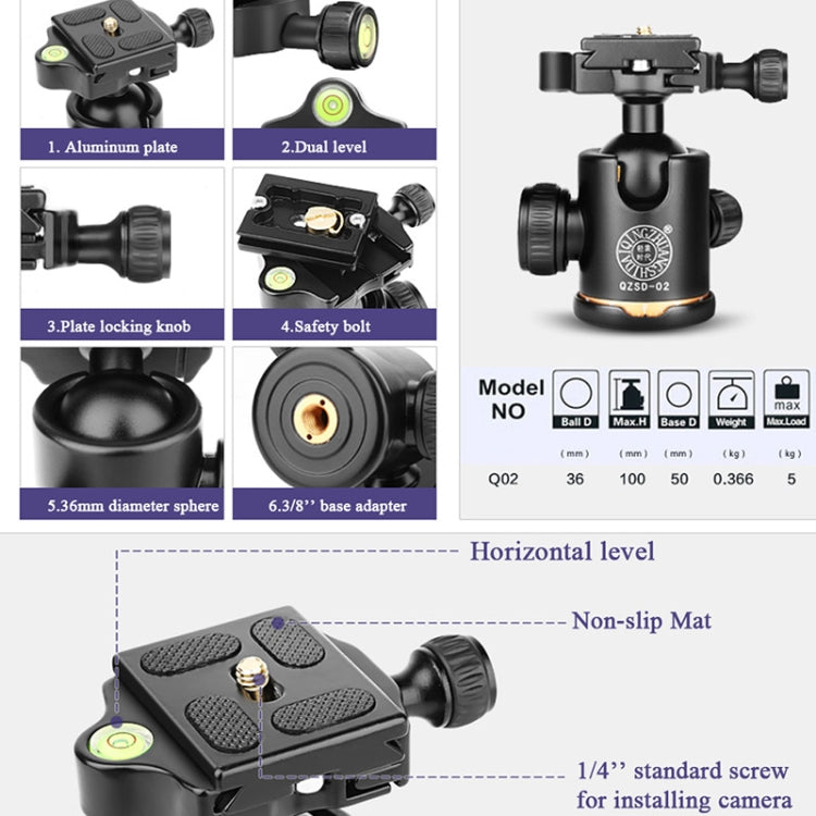 Q222 Portable 4-Section Folding Legs Aluminum Alloy Tripod Mount Monopod Holder with Ball Heads - Tripods by PMC TechLife | Online Shopping South Africa | PMC TechLife | Buy Now Pay Later Mobicred