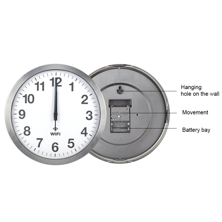 Smart Network Automatic Time Synchronization Wifi Wall Clock Modern Minimalist Silent Living Room Clock, Size:16 inch(Silver) - Wall Clock by PMC Jewellery | Online Shopping South Africa | PMC Jewellery