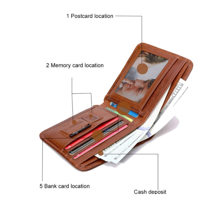 Men Leather Business Wallet Smart Anti-Lost Anti-Theft Wallet, Style:Smart(Light Brown) - Wallets by PMc TechLife | Online Shopping South Africa | PMc TechLife | Buy Now Pay Later Mobicred