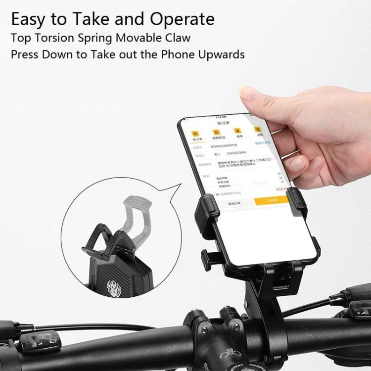 Bicycle Mobile Phone Holder Can Rotate And Adjust Fixed Aluminum Alloy Bracket Automatic Grab Bracket, Style:Handlebar Installation(Black) - Holders by PMC Jewellery | Online Shopping South Africa | PMC Jewellery | Buy Now Pay Later Mobicred