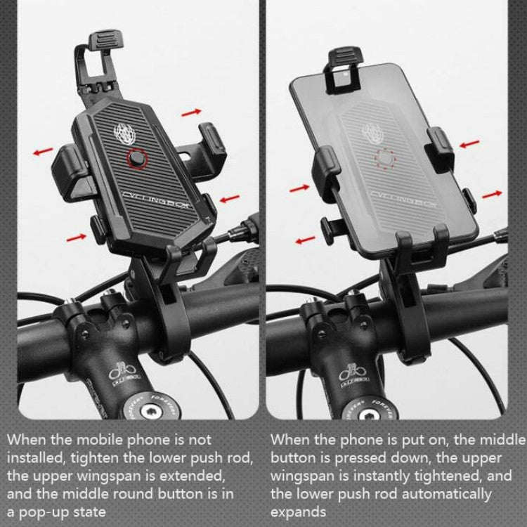 Bicycle Mobile Phone Holder Can Rotate And Adjust Fixed Aluminum Alloy Bracket Automatic Grab Bracket, Style:Handlebar Installation(Silver) - Holders by PMC TechLife | Online Shopping South Africa | PMC TechLife | Buy Now Pay Later Mobicred