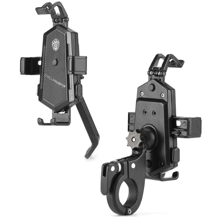 Bicycle Mobile Phone Holder Can Rotate And Adjust Fixed Aluminum Alloy Bracket Automatic Grab Bracket, Style:Rearview Mirror Installation(Silver) - Holders by PMC TechLife | Online Shopping South Africa | PMC TechLife | Buy Now Pay Later Mobicred