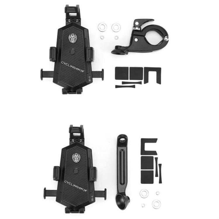 Bicycle Mobile Phone Holder Can Rotate And Adjust Fixed Aluminum Alloy Bracket Automatic Grab Bracket, Style:Rearview Mirror Installation(Silver) - Holders by PMC TechLife | Online Shopping South Africa | PMC TechLife | Buy Now Pay Later Mobicred