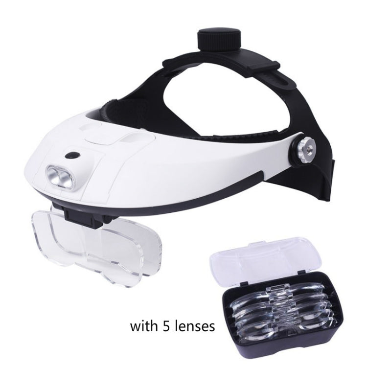 The Elderly Reading And Repairing Magnifying Glass With 2 LED Lamp Head-Mounted HD Magnifying Glass - Glasses Style by PMC TechLife | Online Shopping South Africa | PMC TechLife