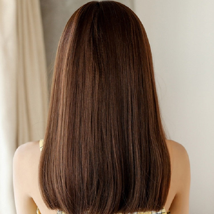 Realistic Long Straight Hair Wig Synthetic Fiber Headgear For Women, Style:Short Cold Brown 45CM - free shipping - PMC TechLife - Order now!