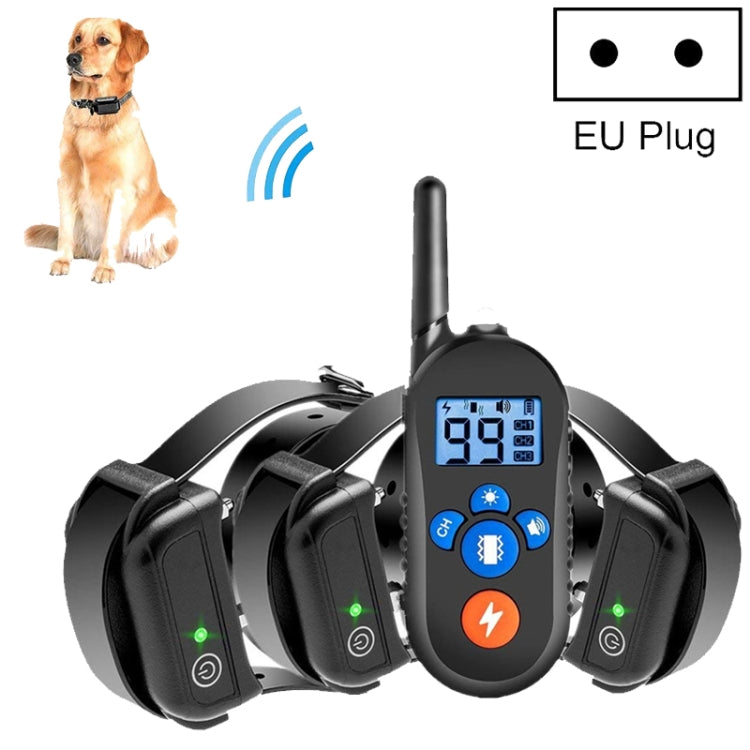 800m Remote Control Electric Shock Bark Stopper Vibration Warning Pet Supplies Electronic Waterproof Collar Dog Training Device, Style:556-3(EU Plug) - Training Aids by PMC Jewellery | Online Shopping South Africa | PMC Jewellery | Buy Now Pay Later Mobicred