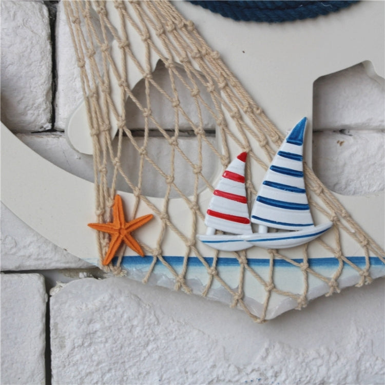 Mediterranean Style Blue And White Rudder Clock Wall Clock Home Living Room Bedroom Decoration Wooden Crafts, Style:Pisces - Wall Clock by PMc TechLife | Online Shopping South Africa | PMc TechLife | Buy Now Pay Later Mobicred