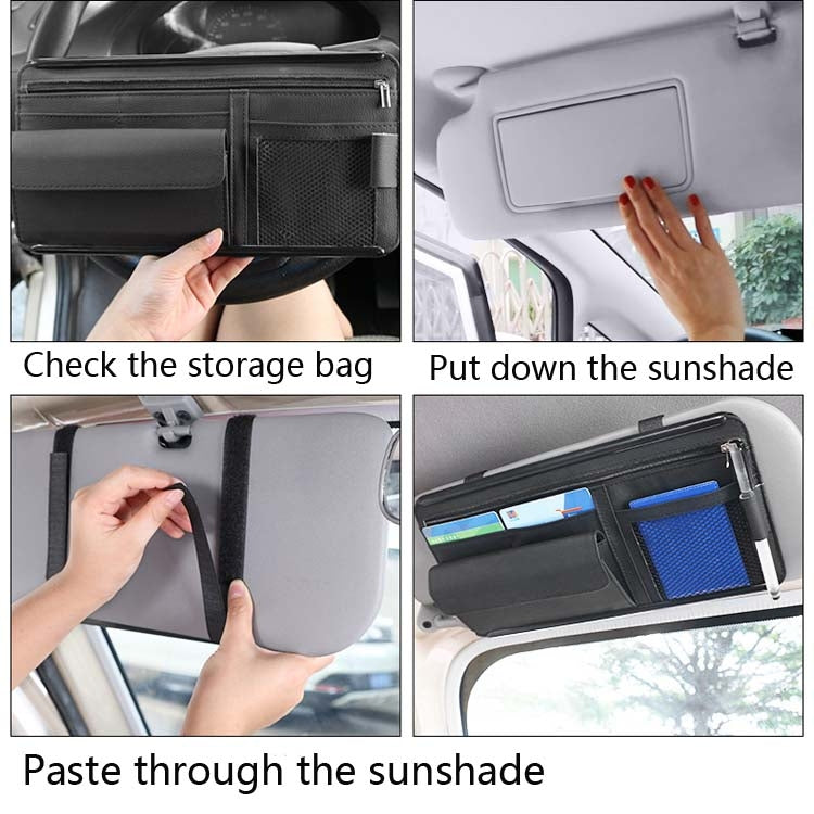 Car Sun Block Glasses Case Document Holder Car Plastic Frame Zipper Type Multi-Function Card Bag Storage Bag(Beige) - Sunglasses & Glasses Clips by PMC Jewellery | Online Shopping South Africa | PMC Jewellery | Buy Now Pay Later Mobicred