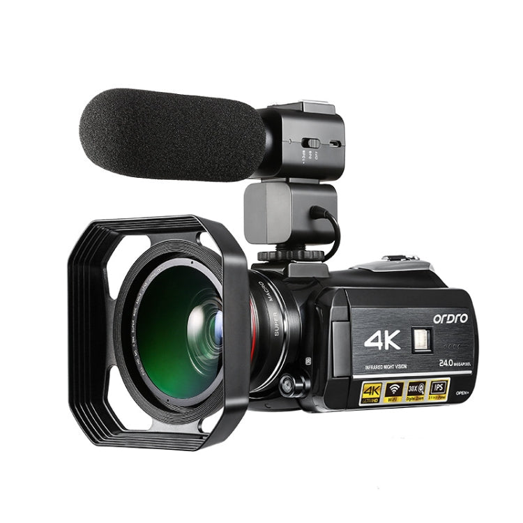 ORDRO AC3 3.1 inch IPS Screen 4K Full HD 13MP Night Vision WiFi Live Camcorder DV Digital Camera, Style:Standard + Microphone(Black) - free shipping - PMc TechLife - Order now!
