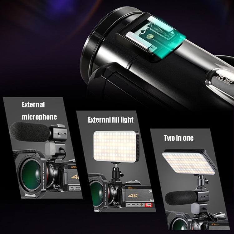 ORDRO AC5 4K HD Night Vision WiFi 12X Optical Zoom Digital Video DV Camera Camcorder, Style:Standard + Microphone(Black) - free shipping - PMc TechLife - Order now!