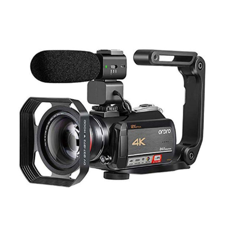 ORDRO AC5 4K HD Night Vision WiFi 12X Optical Zoom Digital Video DV Camera Camcorder, Style:Standard + Microphone + Handheld Stand(Black) - free shipping - PMc TechLife - Order now!