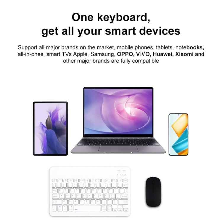 YS-001 7-8 inch Tablet Phones Universal Mini Wireless Bluetooth Keyboard, Style:with Bluetooth Mouse(White) - Universal Keyboard by PMC Jewellery | Online Shopping South Africa | PMC Jewellery