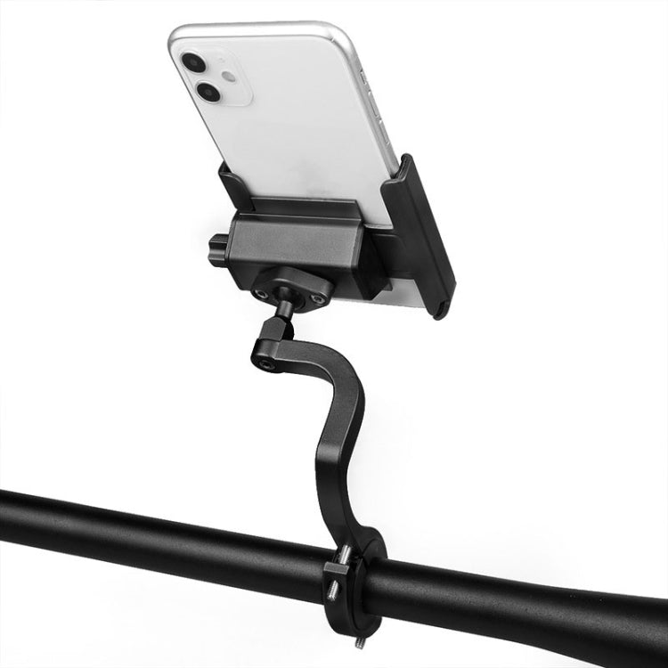 CYCLINGBOX Aluminum Alloy Mobile Phone Holder Bicycle Riding Takeaway Rotatable Metal Mobile Phone Bracket, Style:Heightened Handlebar Installation(Black) - Holders by CYCLINGBOX | Online Shopping South Africa | PMC Jewellery | Buy Now Pay Later Mobicred