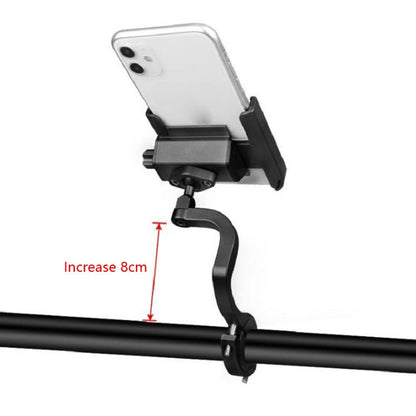 CYCLINGBOX Aluminum Alloy Mobile Phone Holder Bicycle Riding Takeaway Rotatable Metal Mobile Phone Bracket, Style:Heightened Handlebar Installation(Black) - Holders by CYCLINGBOX | Online Shopping South Africa | PMC Jewellery | Buy Now Pay Later Mobicred