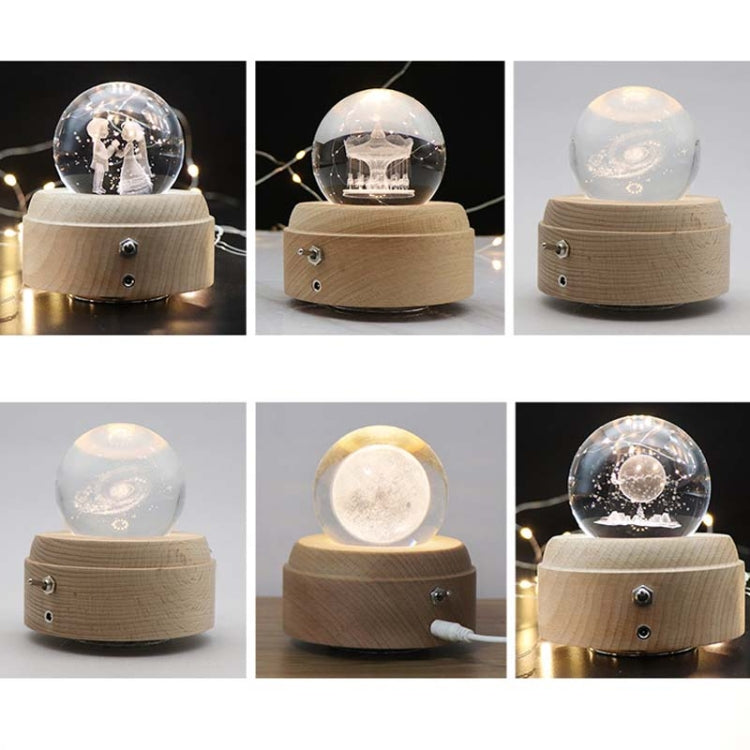 Girl Bedside Lamp Crystal Ball Wooden Base Music Box Charging Glow Rotating Night Light, Random Music(Eternal Flower) - Novelty Lighting by PMC TechLife | Online Shopping South Africa | PMC TechLife | Buy Now Pay Later Mobicred