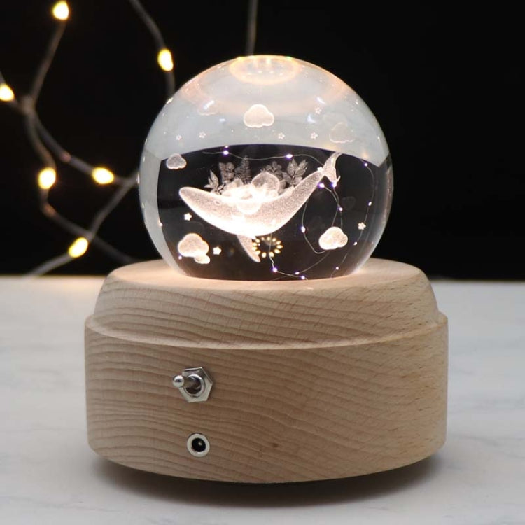 Girl Bedside Lamp Crystal Ball Wooden Base Music Box Charging Glow Rotating Night Light, Random Music(Whale) - Novelty Lighting by PMC TechLife | Online Shopping South Africa | PMC TechLife | Buy Now Pay Later Mobicred