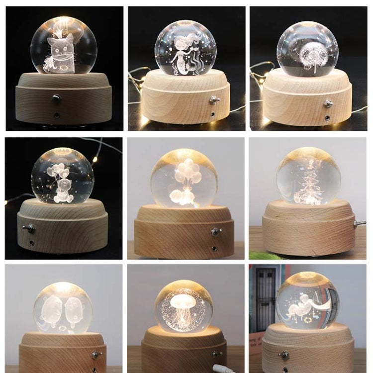 Girl Bedside Lamp Crystal Ball Wooden Base Music Box Charging Glow Rotating Night Light, Random Music(Balloon Bear) - Novelty Lighting by PMC TechLife | Online Shopping South Africa | PMC TechLife | Buy Now Pay Later Mobicred