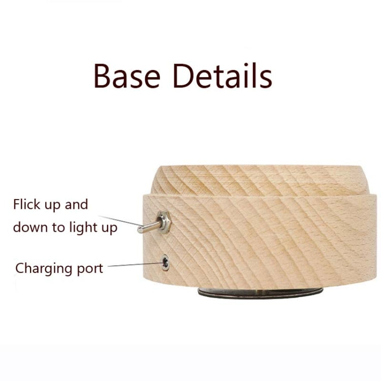 Girl Bedside Lamp Crystal Ball Wooden Base Music Box Charging Glow Rotating Night Light, Random Music(Ballet) - free shipping - PMC TechLife - Order now!