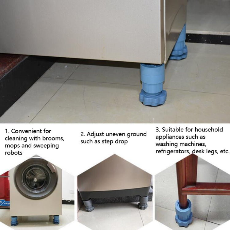 4 PCS / Set Furniture Home Appliance Washing Machine Rubber Foot Mat Moisture-Proof Shock Absorption Heightened Foot Mat Base Blue, Style:Adjustable Height About 8-9.5cm - Mats by PMC TechLife | Online Shopping South Africa | PMC TechLife