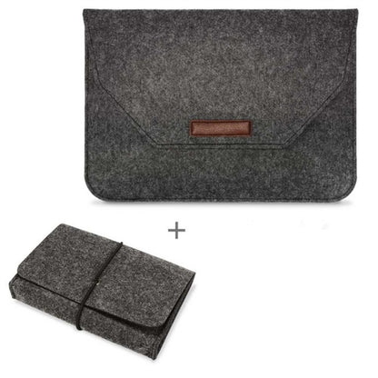 Portable Air Permeable Felt Sleeve Bag for MacBook Laptop, with Power Storage Bag, Size:15 inch(Black) - Protective Bags by PMC Jewellery | Online Shopping South Africa | PMC Jewellery | Buy Now Pay Later Mobicred