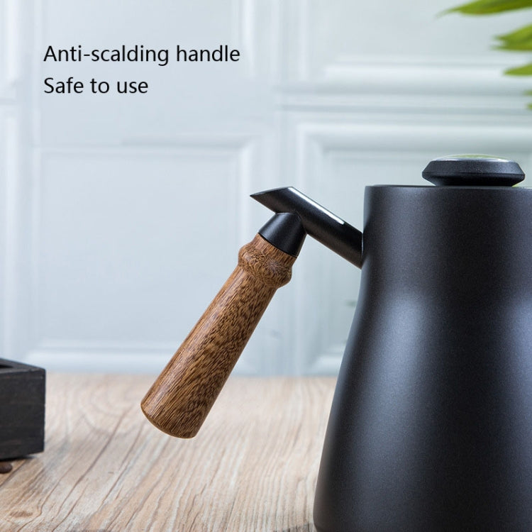 304 Stainless Steel Coffee Hand Pot Wooden Handle Coffee Pot Teflon Long-Mouth Slender Pot, Style: Without Thermometer - free shipping - PMC TechLife - Order now!