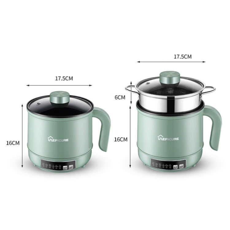 Multi-Function Electric-Cooker Mini Dormitory Student Cooking Rice Stir Frying Non-Stick Pot, 110V US Plug, Colour: Green Manual with Steaming Grid(1.7L) - free shipping - PMC TechLife - Order now!