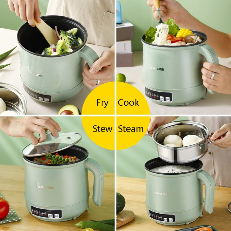 Multi-Function Electric-Cooker Mini Dormitory Student Cooking Rice Stir Frying Non-Stick Pot, 110V US Plug, Colour: Green Manual with Steaming Grid(1.7L) - free shipping - PMC TechLife - Order now!