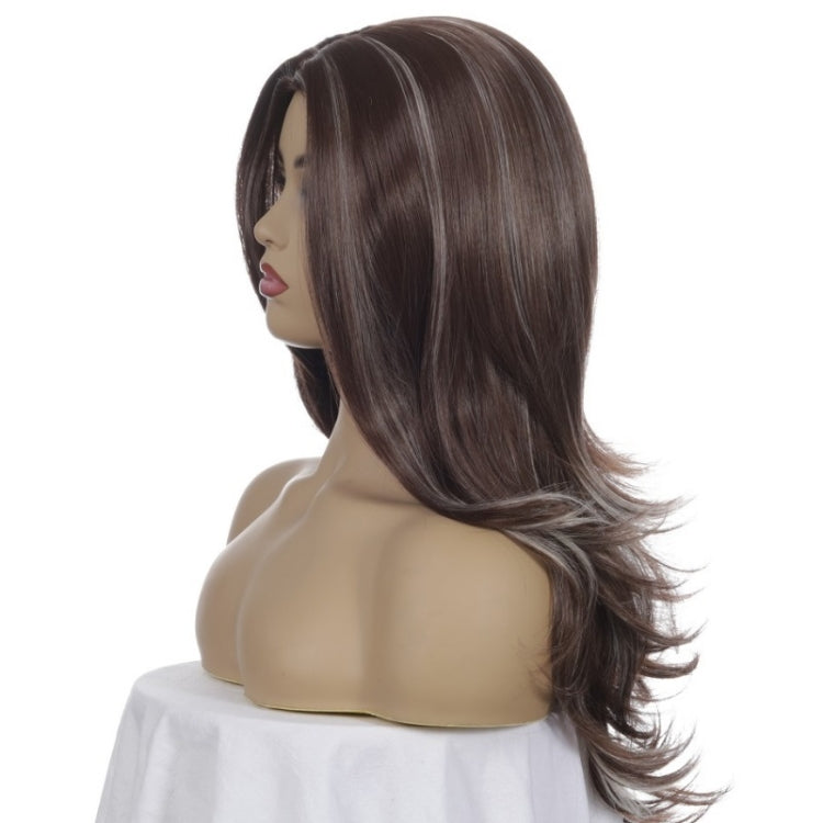 Women Split Wigs Long Curly Hair Synthetic Headgear(Dark Brown + Light Gold) - free shipping - PMC TechLife - Order now!