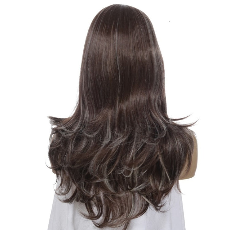 Women Split Wigs Long Curly Hair Synthetic Headgear(Dark Brown + Light Gold) - free shipping - PMC TechLife - Order now!