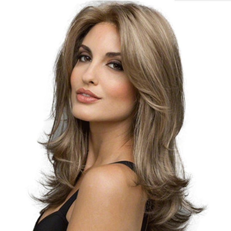Women Split Wigs Long Curly Hair Synthetic Headgear(Light Gold + Brown) - free shipping - PMC TechLife - Order now!