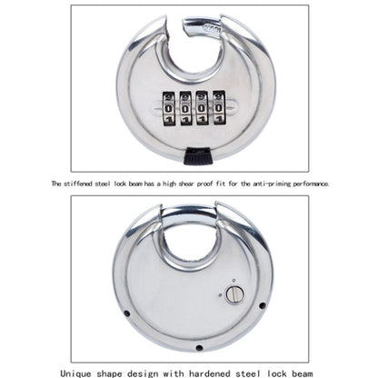 Stainless Steel Password Padlock 304 Waterproof And Rust-Proof Outdoor Courtyard Door Cabinet Lock Round Cake Lock(Silver) - Padlocks by PMC Jewellery | Online Shopping South Africa | PMC Jewellery